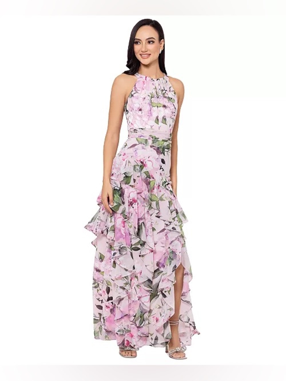 XSCAPE women’s Printed High-Neck Sleeveless Dress - Picture 3 of 11